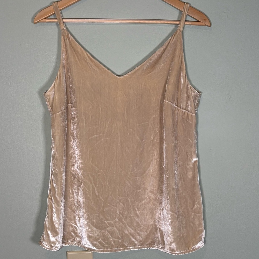 Chico’s V-Neck Dressy Tank Top-Velour-Cream/Tan-Women Small / Chico’s Size 0